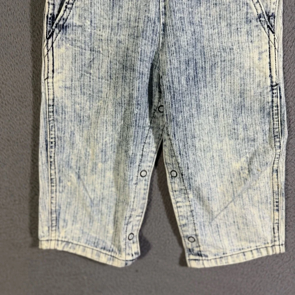 Vintage 80s Lee Bib Jeans Overalls Unisex Baby Toddler 18 Months Acid Wash